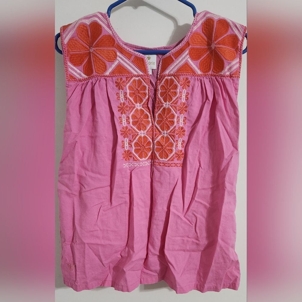 J.marie jm2023 Ember Top V Neck Embroidered Blouse PINK  size S - Picture 3 of 7